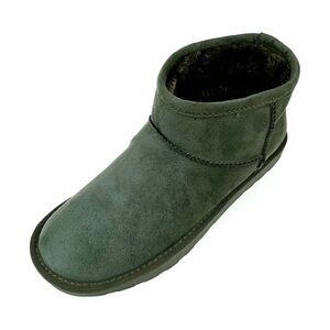 Arizona Jean Co Olive Faux Suede Fur Lined Pull On Boots Size 8